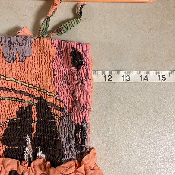 {Sabby Anand} peach floral Resort Summer dress Size Small - Picture 9 of 11